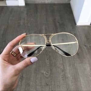 Clear UV Blocking Aviator Sunglasses Gold Frame